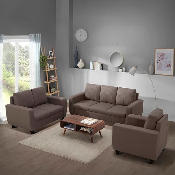 Sleepyhead Bae - 3+2+1 Seater Sofa Set (Fabric, Pebble Brown, 5 to 6 Person Sofa)