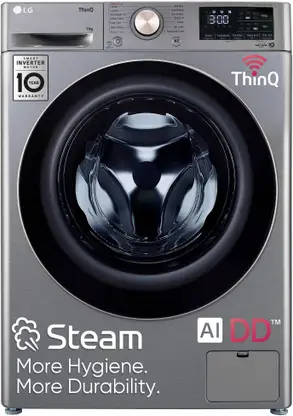 LG 11 kg 5 Star, AI Direct Drive Technology, 6 Motion DD, Steam, Wi-Fi Enabled, Wrinkle Care Fully Automatic Front Load Washing Machine Silver