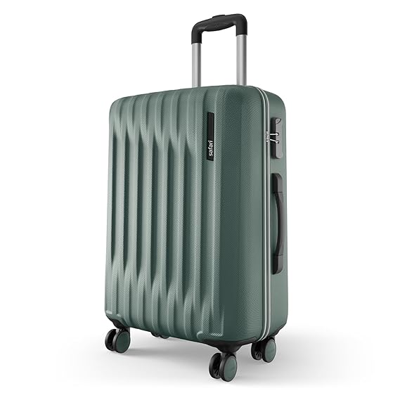 Safari Ray Neo 8 Wheels 65cm Medium size Check-in Trolley Bag, Hard Case Polycarbonate 360 Degree Wheeling Luggage for Men & Women, Travel Bag, Suitcase for Travel, Trolley Bags for Travel, Sage Green